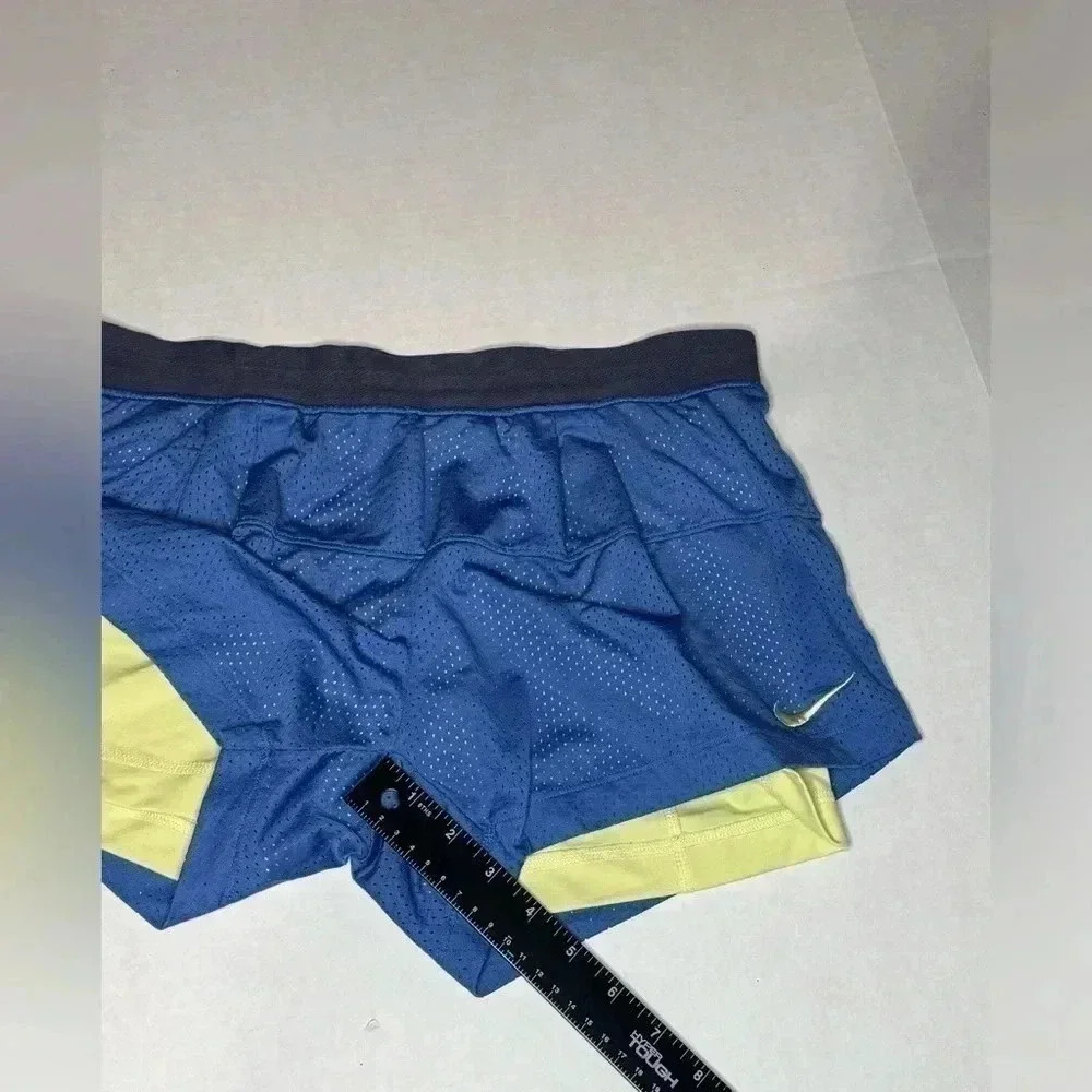 Nike Dri Fit Mesh Athletic Running Lined Shorts Women’s‎ Medium Blue Yellow - Picture 6 of 6